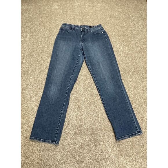 Talbots flawless five pocket women curvy slim ankle sz 8 high rise blue jeans - Picture 3 of 12